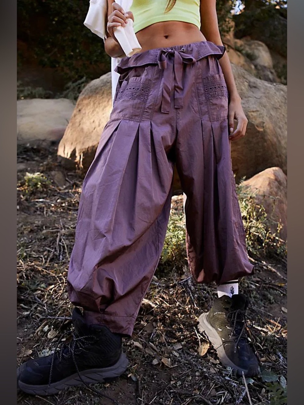 Free People Falling Higher Pants Mauve Balloon Parachute Pants Size Small NWOT